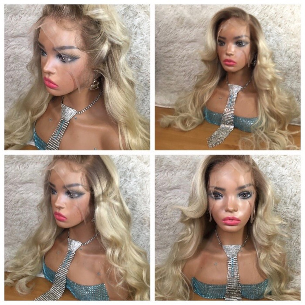 Natural 13x6 Lace Front Wig Dark Ash Ombré Blonde #6/613